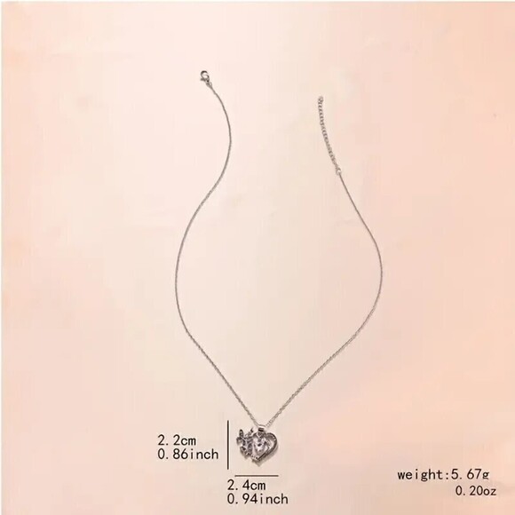 Butterfly Heart-shaped Necklace with Amethyst Stones and Chain - Picture 4 of 6